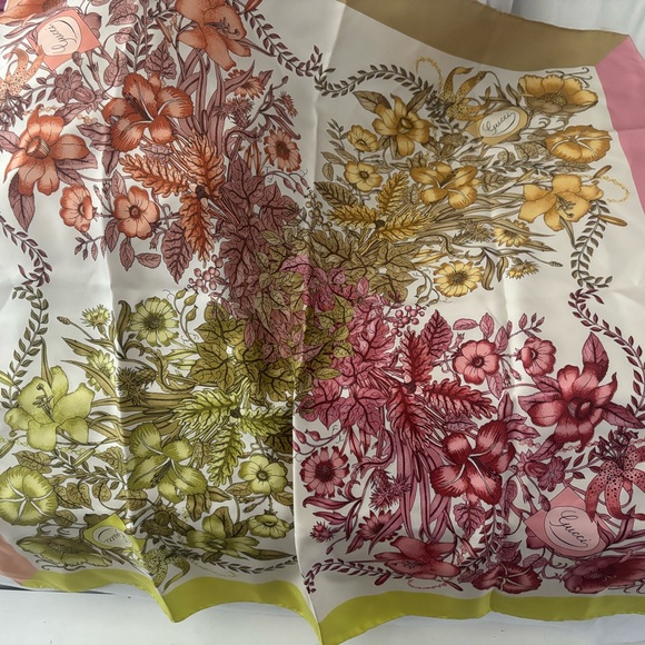 Gucci Floral Silk Scarf - Red, Green, Yellow - Picture 1 of 2